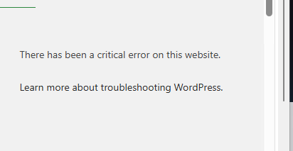 WordPressサイトに重大なエラーが発生したことを知らせる英語のメッセージが表示された画面